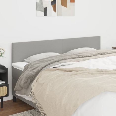 Tête de lit 160 cm en tissu gris clair avec hauteur réglable et pieds en bois - PANGIVO (1/5)