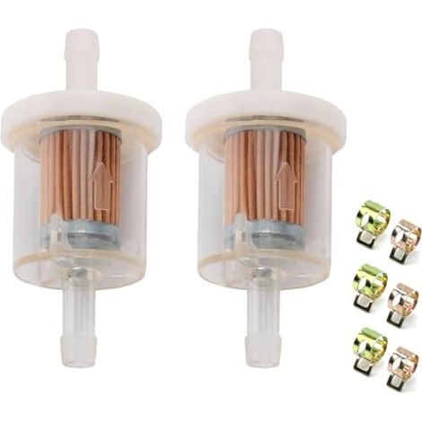 Lot de 2 Filtres à Essence de 8 mm, Kit de Tuyau de Carburant Universel, 6 Colliers Serrage pour Scooters Moto, Tondeuses Gazon, Moteur