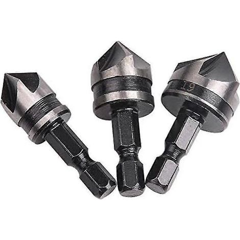 Set di 3 frese, smusso esagonale da 1/4 di pollice (12/16/19 mm) a cambio rapido per legno e metallo (1/5)