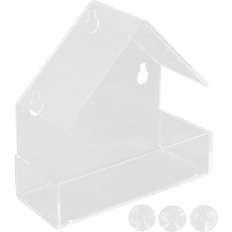 Mangeoire de fenêtre pour oiseaux avec ventouse, plateau d'alimentation en acrylique pour ferme et jardin (1/5)