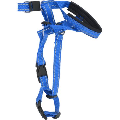 Collier de tête respirant pour chien, harnais couvrant la gueule avec sangle ajustable, idéal pour l'extérieur, bleu L.