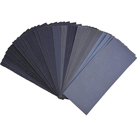Lot de 36 feuilles de papier abrasif,Grains 400-3000,Papier abrasif à l'eau,Pour polissage automobile,meubles et ponçage du métal (1/5)