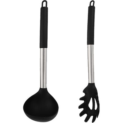 Ustensiles De Cuisine En Silicone - Acier Inoxydable Résistant À La Chaleur 446°F - Pour Casseroles Antiadhésives - Lot De 2 Pièces (1/5)
