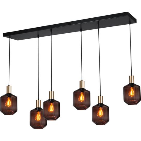Lampe suspendue 6 lumières - dorée - Porto avec verres rouges Jagger - 2711-05-02-130-25-69