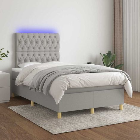 vidaXL Cama box spring con colchón tela y LED gris claro 120x200 cm (1/5)