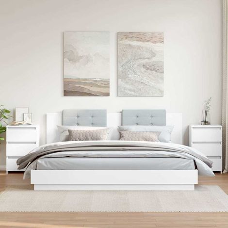 vidaXL Mesitas de noche 2 uds madera contrachapada blanco 40x35x62,5cm (1/5)