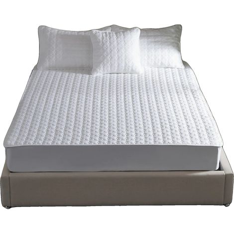 Cubrecolchón, material transpirable, fácil de limpiar, blanco, 180 x 200 cm. (1/2)