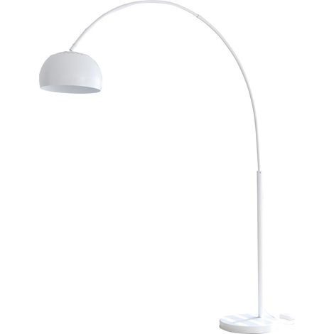 Lampadaire arc blanc 195 cm pour salon en métal et socle en marbre avec variateur - PANGIVO (1/4)