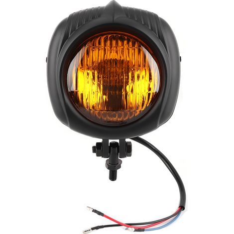Phare avant moto 4 pouces 12V universel compatible Yamaha (abat-jour jaune transparent) (1/5)
