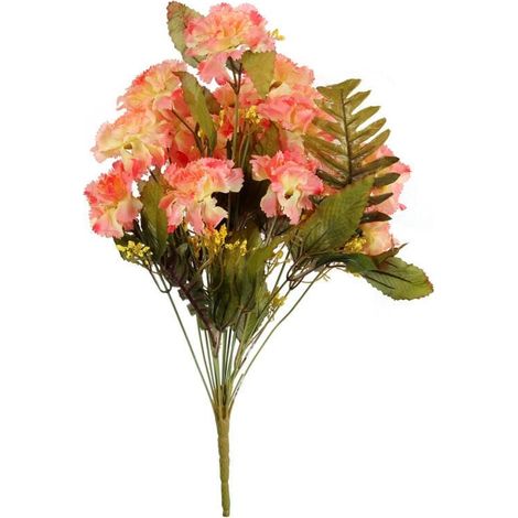 Bouquet de 18 œillets avec des fougères, couleur saumon