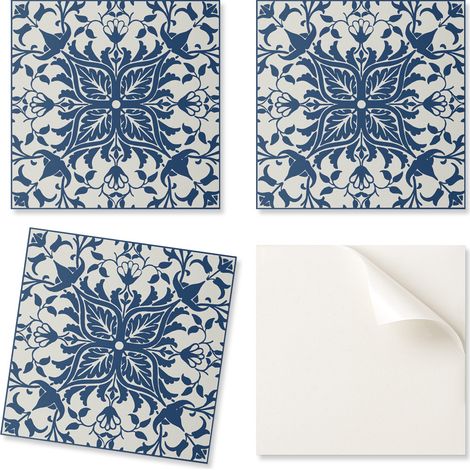 Paquete de baldosas de vinilo de f谩cil instalaci贸n con estampado floral de hojas, 20x20x20 cm.