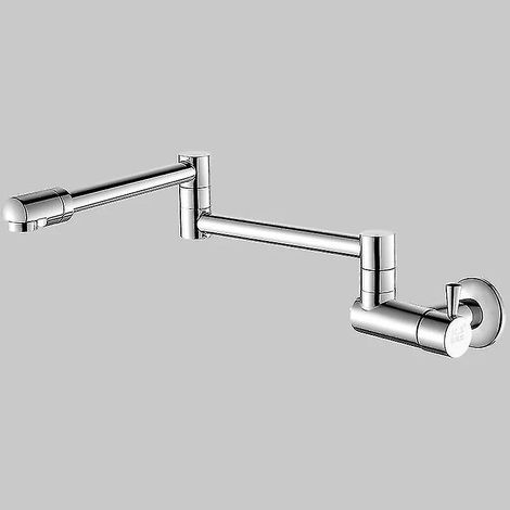 Grifo de cocina mural para fregadero, grifo para llenar ollas, grifo giratorio plegable de latón macizo, agua fría. (1/4)