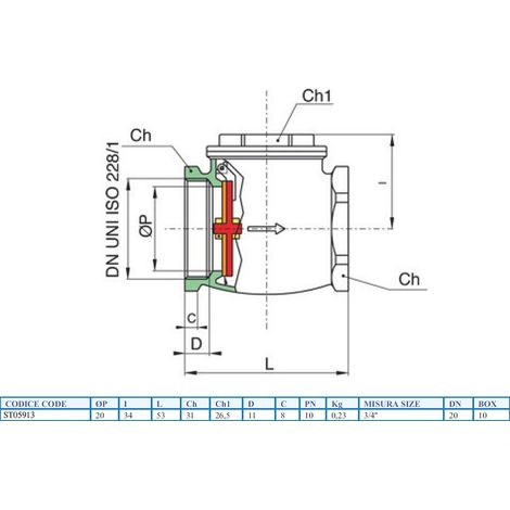 SCELTO DA DESIVERO Clapet ff c/ten gomma sb 3/4" codice prod: DSV05913 (1/3)