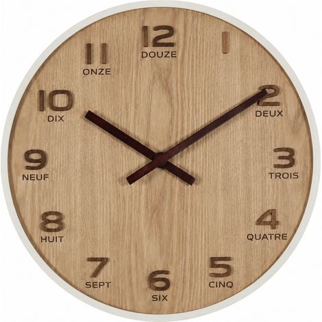 Horloge murale silencieuse en bois courbé 16 pouces 40 cm chiffres bois naturel 16 40cm réf 5662 45 × 45 × 10 cm 1,4 kg – Livraison gratuite