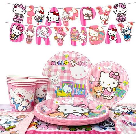 Decorazione Compleanno di Hello Kitty, Piatti di Carta Usa e Getta Hello Kitty, Decorazione per Festa di Compleanno