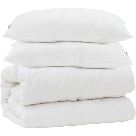 Ensemble de couette trois pièces en duvet d'oie et microfibre blanche (1/5)