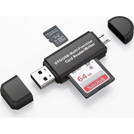 Speicherkartenleser – SD und Micro-SD – USB 2.0 und Micro-USB OTG – Kompatibel mit Windows, Mac, ChromeOS und Android – 1 Stück (1/5)