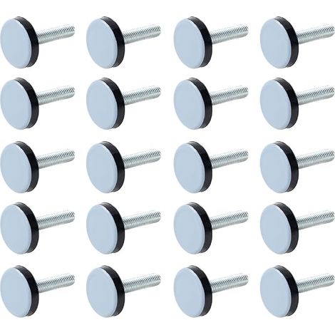 20 deslizadores para muebles M6x20mm, deslizadores ajustables de teflón para sillas, almohadillas para sillas con inserciones roscadas de metal, patas ajustables para muebles pesados, protección antid (1/5)