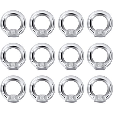 Écrou de levage M8 Écrou à œillet Écrou à anneau en acier inoxydable 304 pour accessoires de levage et de connexion 12 pièces (1/5)