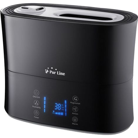 Purline – Humidificateur d'air à ultrasons 360ml/h – Vapeur chaude ou tiède – Pour pièces jusqu'à 35m² – Écran LCD et hygrostat