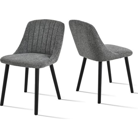 Esszimmerstühle 2er Set Grau Samt mit Holzbeinen, Polsterstühle für Küche & Wohnzimmer (1/5)