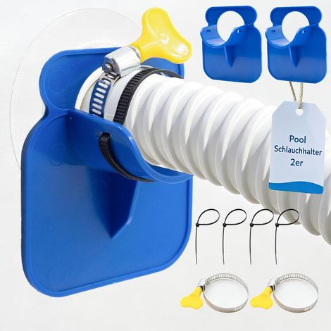 Lot de 2 supports de tuyau de piscine pour tuyaux de 26 à 38 mm, accessoires universels pour Intex & Bestway, accessoires de piscine, support de tuyau de piscine avec serre-câbles, support de tuyau (1/5)