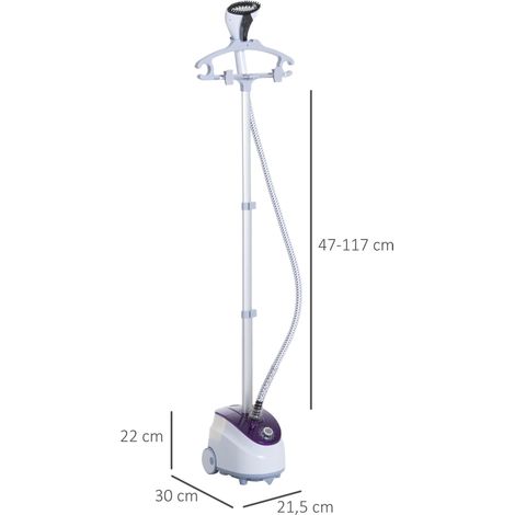 Fer à repasser vapeur vertical avec réservoir de 1,8 L et 11 niveaux de température réglables, 1950 W, 21,5 x 30 x 150 cm (1/5)
