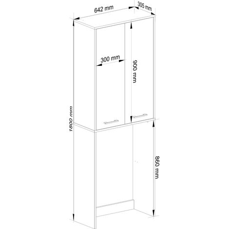 Akord – Meuble machine à laver 64 cm – 2 portes – Chêne Sonoma – 4 étagères – Dimensions 64x30x180 cm – Panneau stratifié