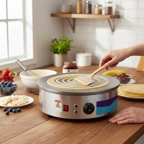 3000W Crepe Maker, Aus Gusseisen 45cm Mit Teigverteiler Und Wendespachtel, Elektrische Pfannkuchenmaschine Für Haushalt Gastronomie Frühstücksrestaurant