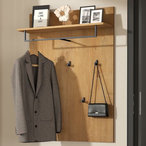 doporro Perchero de Pared con 5 Ganchos, Ideal para Pasillos, Recibidores y Armarios, Roble Núcleo, 108×78×21,6 cm, Gabo-01 (1/5)