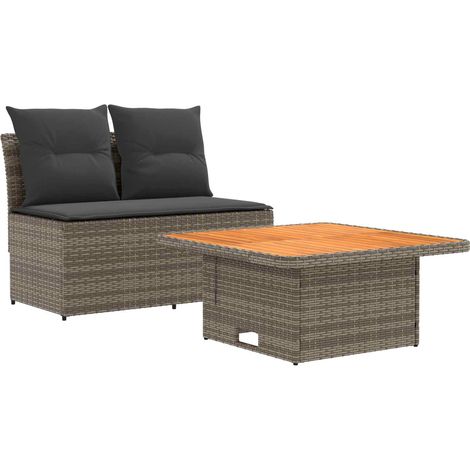 2 Pieza Sofá central de jardín con mesa elevable vidaXL