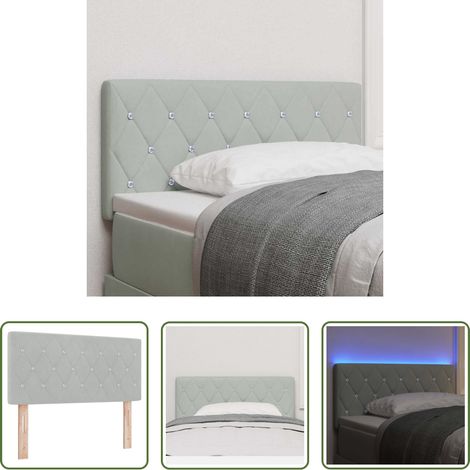 vidaXL Cabecero LED con tiras LED Manual Gris Claro 90 cm Terciopelo (1/5)