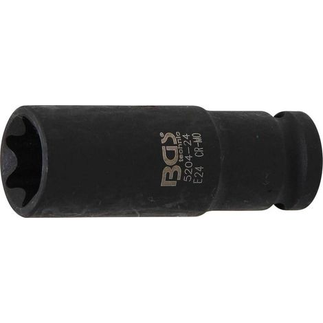 Douille à Choc Longue Profil E 12,5 mm (1/2) E24 - Puissance et Durabilité, Acier - D-Work