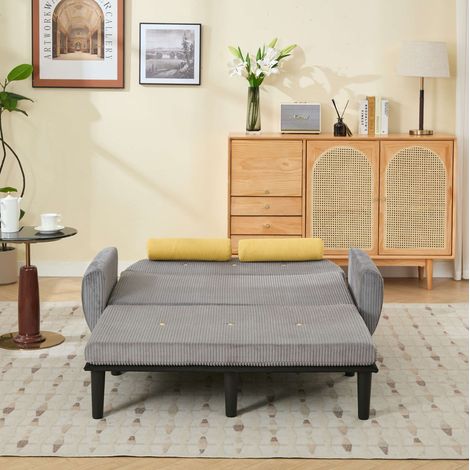 Canapé convertible modulable velours côtelé gris OKMYHOME (1/5)