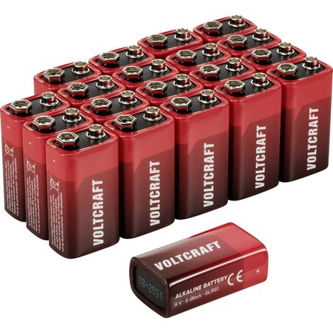[NEUWERTIG] B-Ware Voltcraft Block Batterie 6 Lr61 9 V Alkali Mangan 550m Ah 20 Stück
