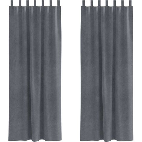 Rideaux avec des rideaux 2 pcs Gris clair 140 x 245 cm Velours CFW68733 (1/4)