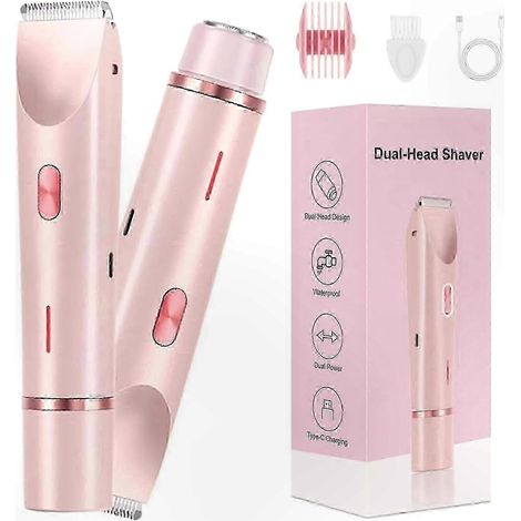 Rasoir électrique double tête pour femme - Utilisation sur peau sèche ou humide, tondeuse pour le maillot, convient aux zones sensibles, kit de (1/5)