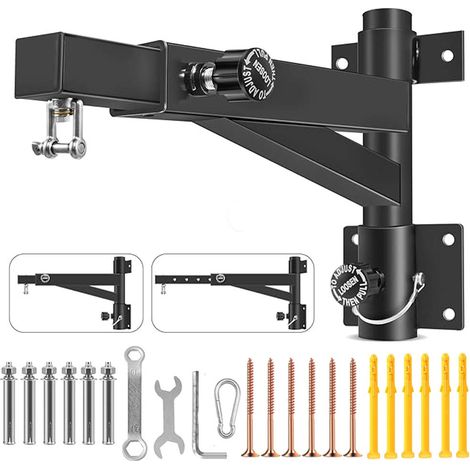 Support pour fixation de sac de Boxe Noir, Réglable & Rotatif Support Mural Sac de Frappe pour Gymnastique Intérieure et Extérieure, 800lbs Capacité (1/5)
