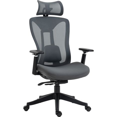 Bürostuhl mit 135° Neigungswinkel, höhenverstellbar, Maße 70 x 66 x 120–128 cm, Farbe: Grau