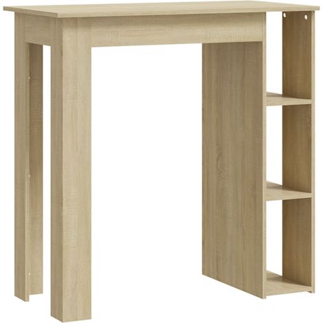 Mesa auxiliar multifuncional con estante 102 x 50 x 103,5 cm en madera de ingeniería color roble DEC036346 (1/4)