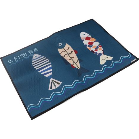 Tapis de sol antidérapant, confortable et résistant, motif mignon de poissons, idéal pour la cuisine, le salon, la salle de bain ou l'entrée, 40 x 60 cm / 15,8 x 23,6 pouces (1/5)