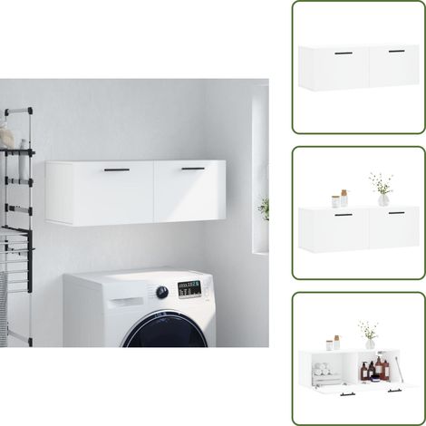 The Living Store Wandschrank Weiß 100x36,5x35 cm Holzwerkstoff - Holzwerkstoff (1/5)