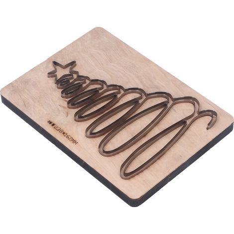Matrice de découpe pour cuir avec planche en bois, en acier allié, motif sapin de Noël, pour loisirs créatifs. (1/5)