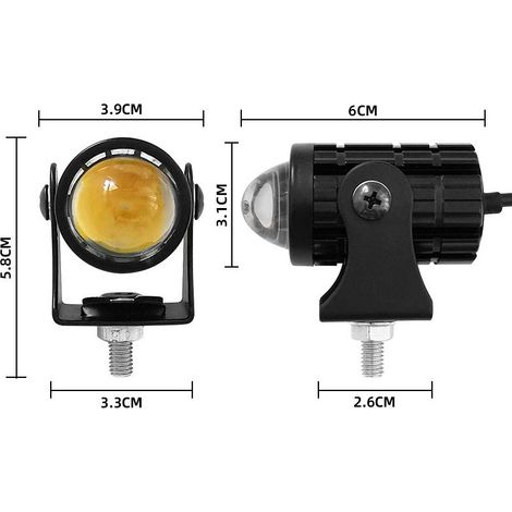 Motorradscheinwerfer – Weißes oder gelbes LED-Licht – IP65 wasserdicht – Einfache Montage mit Metallclip – 1 Stück (1/5)