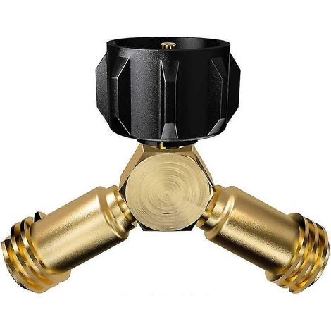 Raccord en Y pour réservoir de propane, adaptateur propane à 2 voies pour bouteille de gaz propane de 9 kg (20 lb) permettant de connecter 2 appareils, barbecue, chauffage, cuisinière, etc. (1/4)