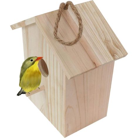 Casita para pájaros de madera con sistema de fijación mediante ventosas – Casita para pájaros colgante y comedero para ventana (1/5)
