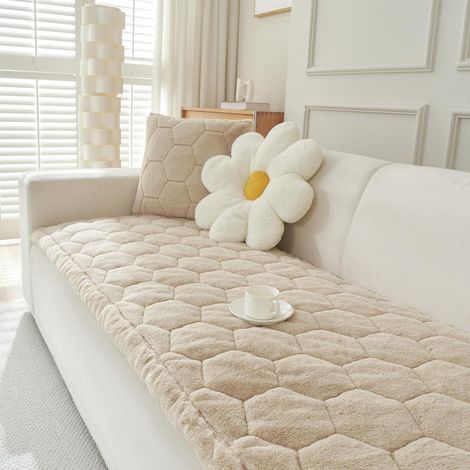 Dicker rutschfester Sofaüberwurf Flanell 2/3/4-Sitzer (Helles Kamel, 90x210cm)