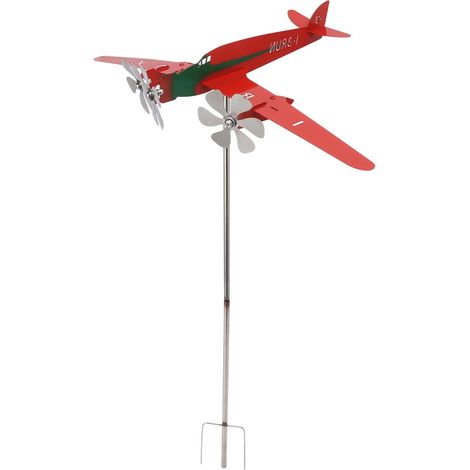 Aeroplane Weathervane, Metal Windmill Unique and Magic 3D Outdoor Kinetic Sculpture, Airplane Windmill for Garage, Dome, Barn, Patio (1/5)