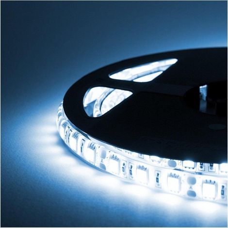 TrAdE Shop Traesio - Bobina Striscia Strip Led 5050 Flessibile 5mt Adesiva Luce Interno Esterno Ip65 - -Bianco Freddo -