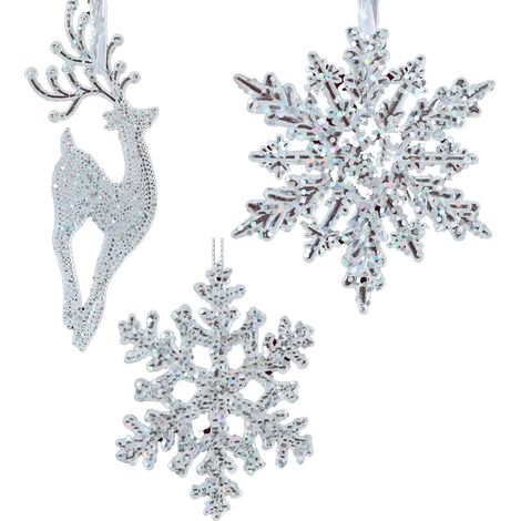 Guirlande De Décoration En Acrylique - Ornements Flocon De Neige Et Goutte De Glace Pour Arbre De Noël - 3 Pièces (1/5)